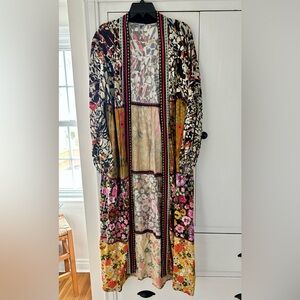 Floral RetroTiered  Patchwork Long Kimono One Size